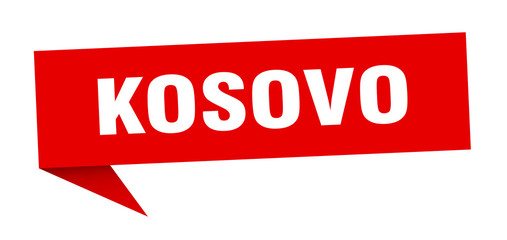Kosovo sticker. Red Kosovo signpost pointer sign
