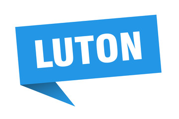 Luton sticker. Blue Luton signpost pointer sign