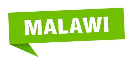 Malawi sticker. Green Malawi signpost pointer sign