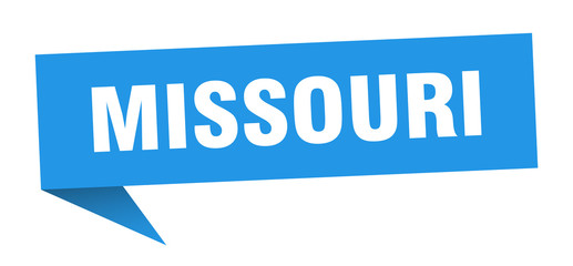 Missouri sticker. Blue Missouri signpost pointer sign