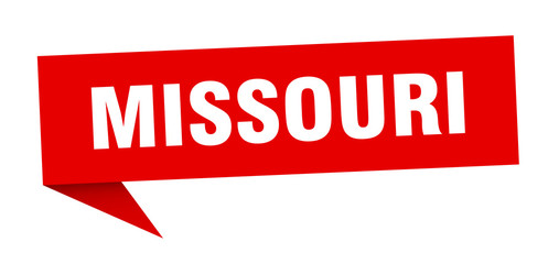 Missouri sticker. Red Missouri signpost pointer sign