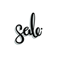 Naklejka premium Vector illustration with word, sale text, orthography letters