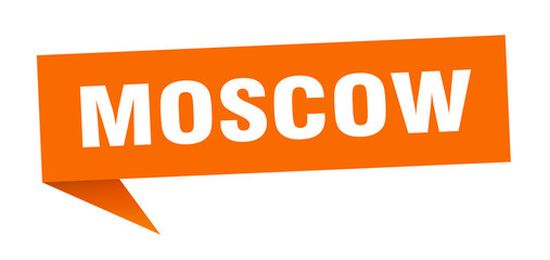 Moscow sticker. Orange Moscow signpost pointer sign