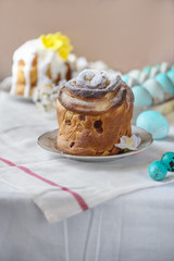Easter cake and painted eggs