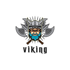 Viking logo design. Sport team mascot logotype illustration.