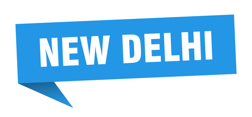 New Delhi sticker. Blue New Delhi signpost pointer sign