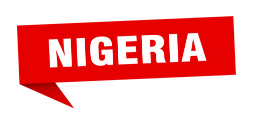 Nigeria sticker. Red Nigeria signpost pointer sign