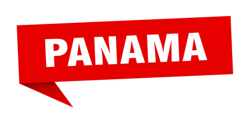 Panama sticker. Red Panama signpost pointer sign