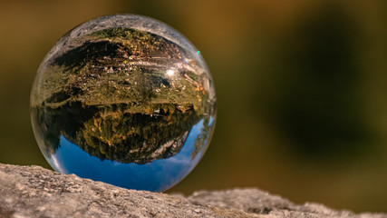 Obraz na płótnie Canvas Crystal ball alpine landscape shot at the famous Big Maple Ground, Tyrol, Austria