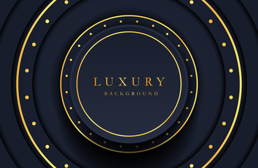 Luxury elegant background with golden element on dark black surface. Business presentation layout
