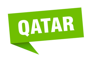 Qatar sticker. Green Qatar signpost pointer sign