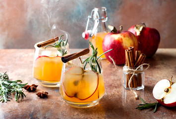 Smoky apple cider margarita fall cocktail with cinnamon, rosemary and star anise