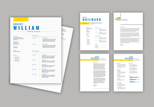 Blue and Yellow Resume Layout