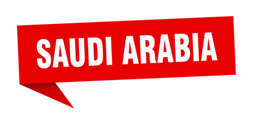 Saudi Arabia sticker. Red Saudi Arabia signpost pointer sign