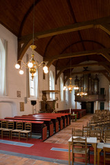 Fototapeta na wymiar Church Blijdenstein Ruinerwold Drenthe Netherlands. Interior