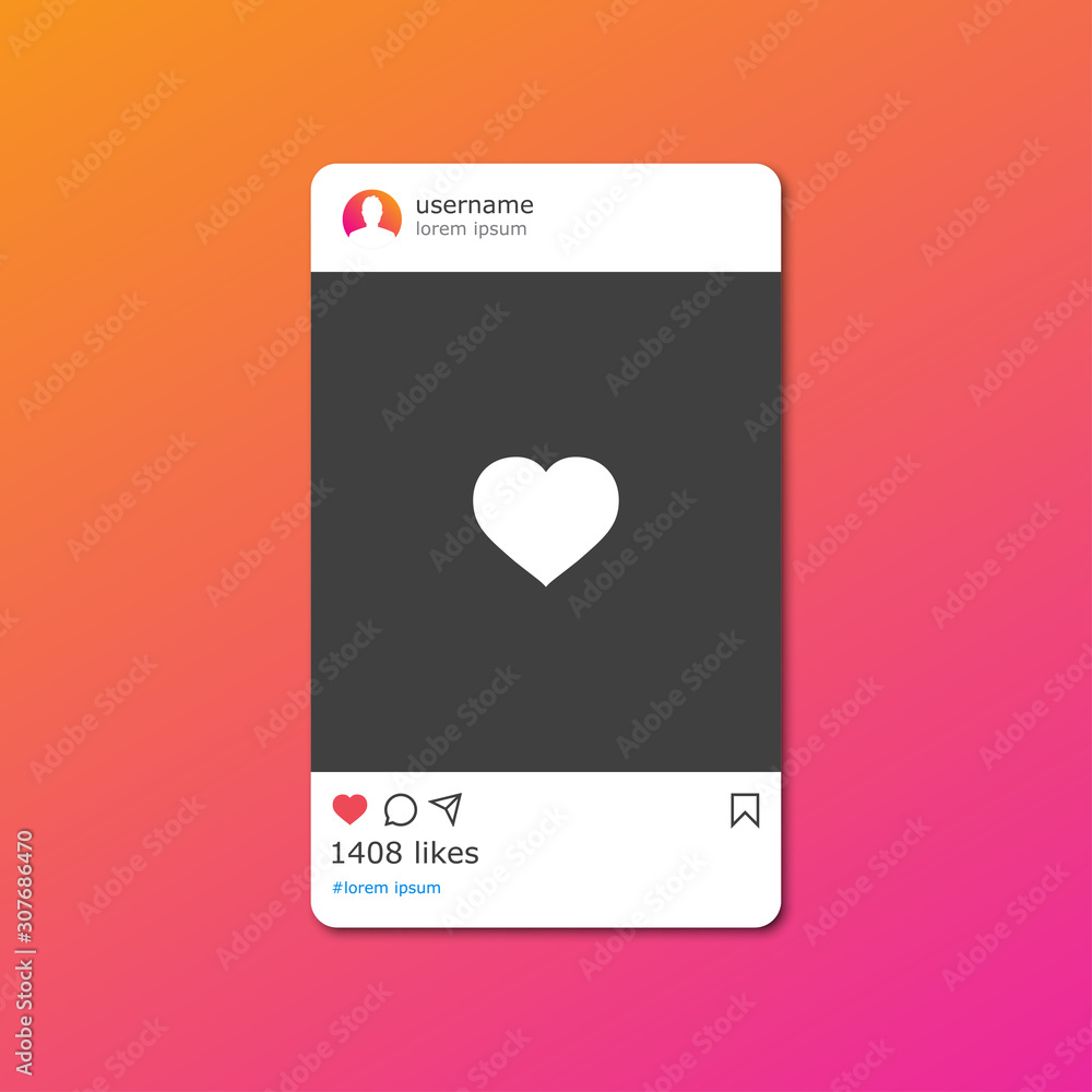 Aufkleber photo frame interface with heart on a transparent background