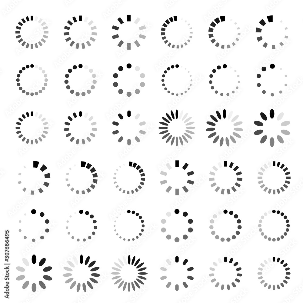 Poster Set of progress bar loading icons. Vector illustration