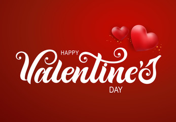 Vector illustration. Happy Valentines Day typography vector design for greeting cards and poster. Valentines Day text with  paper Valentines. Design template celebration. 