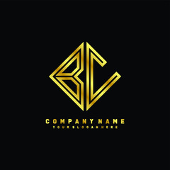 BC initial letter luxury gold line logo