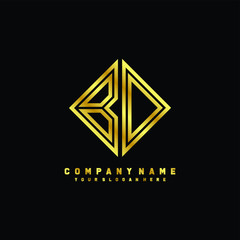 BD initial letter luxury gold line logo