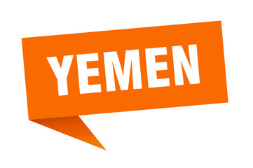 Yemen sticker. Orange Yemen signpost pointer sign