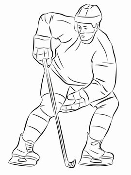 illustration ice hockey player, vector drawing