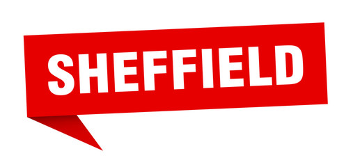 Sheffield sticker. Red Sheffield signpost pointer sign