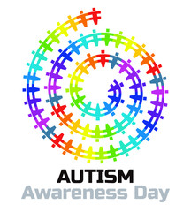 World Autism Awareness Day. Vector Infinity Symbol made of colorful pieces