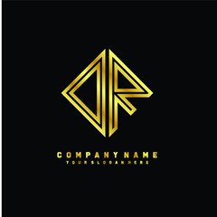 DR initial letter luxury gold line logo