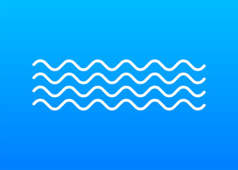 Wave icon with white color on blue background.