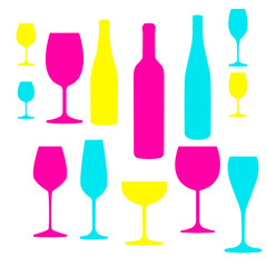 Vector glasses and bottles collection