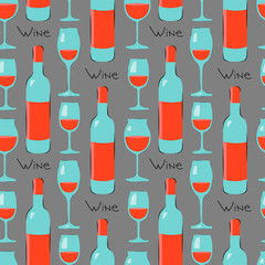 Vector wine and glasses pattern