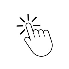 Hand cursor icon click. Vector stock illustration.