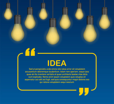 idea quote with light bulb with gears. Vector stock illustration.