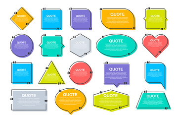 Set Quote frames. Blank template with print information design quotes. Vector stock illustration.