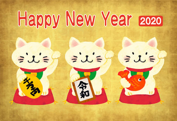 まねきにゃんこ　金びょうぶ