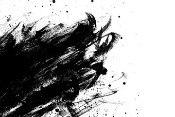 Abstrakte schwarze Tinte Textur Japan-Stil auf weißem Hintergrund.