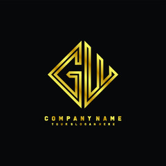 Fototapeta premium GW initial letter luxury gold line logo