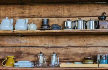 Close up of coffee equipment for making coffee