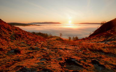 Winter sunrise views from Conic Hill, Loch Lomond Scotland