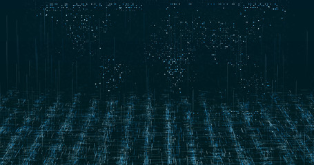 Abstract digital network data background, 3D rendering