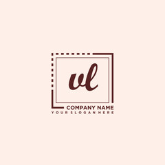 VL Initial handwriting logo concept, with line box template vector