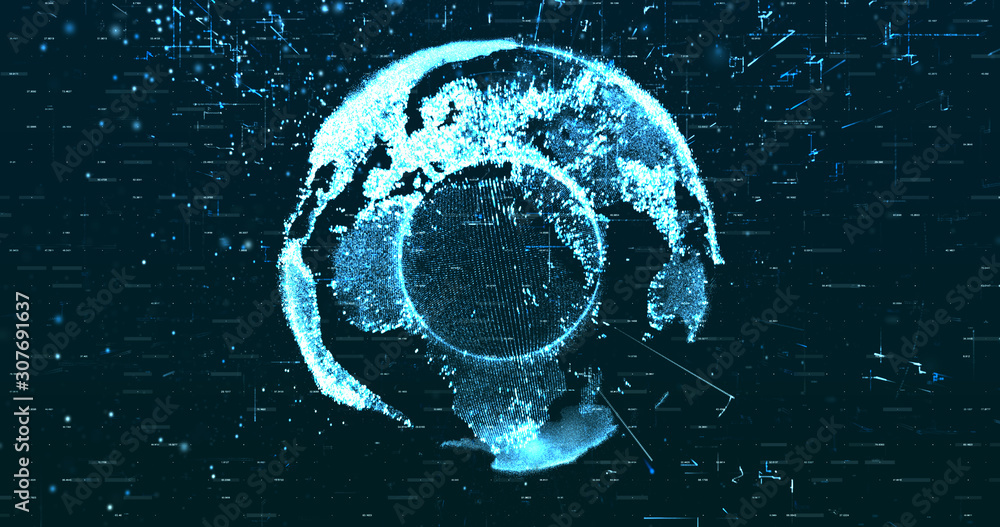 Wall mural digital space world 3d data earth background