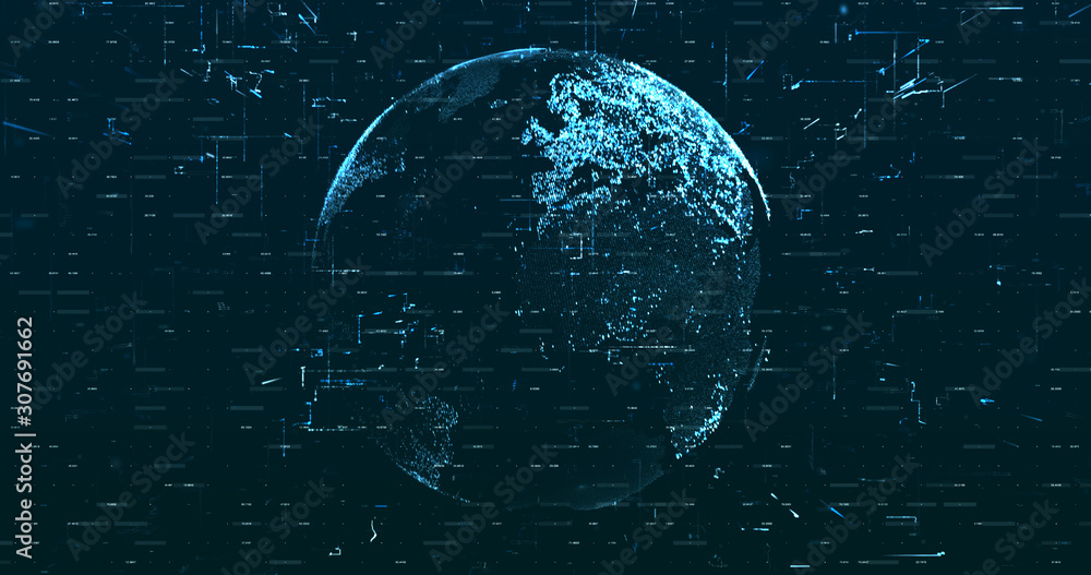 Wall mural digital space world 3d data earth background