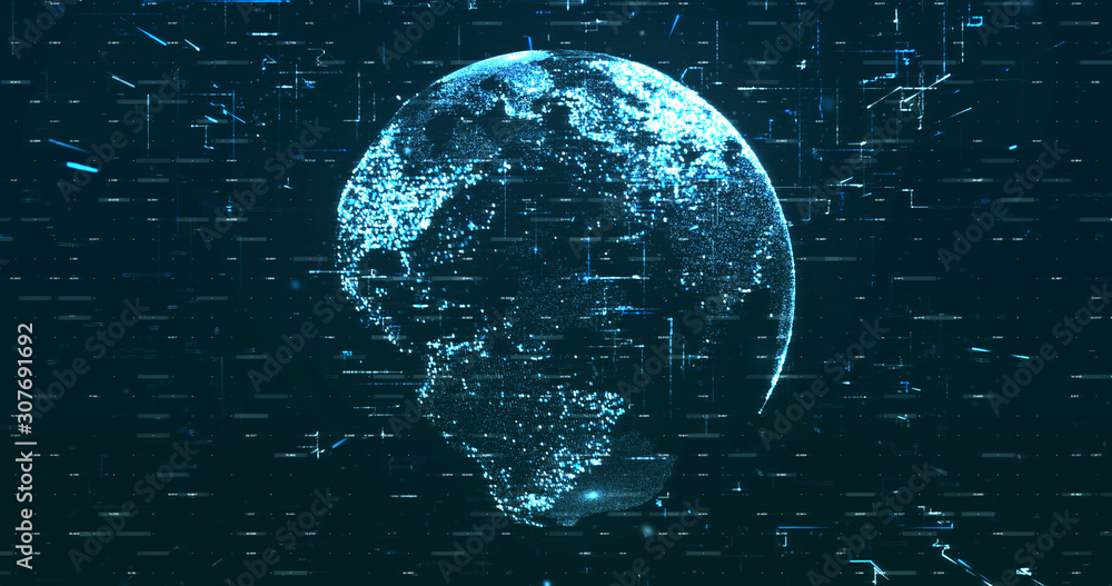 Wall mural digital space world 3d data earth background