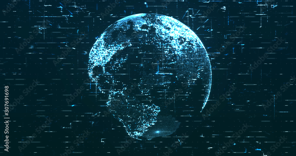 Wall mural digital space world 3d data earth background
