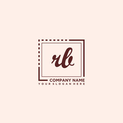 RB Initial handwriting logo concept, with line box template vector