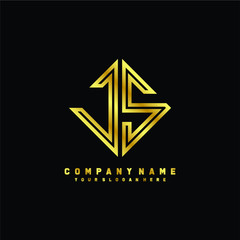 JS initial letter luxury gold line logo