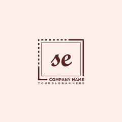 SE Initial handwriting logo concept, with line box template vector