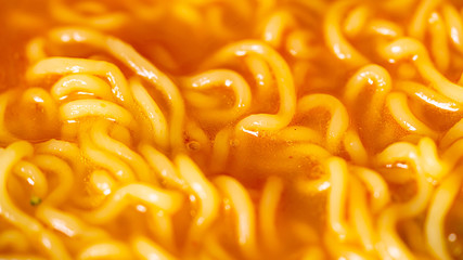 close up Spicy Noodle Soup macro photography texture background